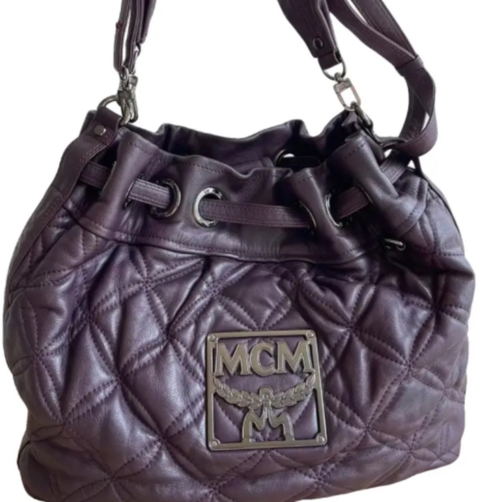RARE MCM Purple Quilted Women's Bag with Gun Metal Hardware